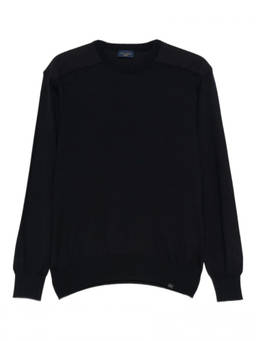 Paul & Shark - Blue Crewneck Shoulder Panelled Sweater
