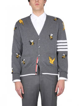 Thom Browne - Grey V Neck Cardigans (2XL)
