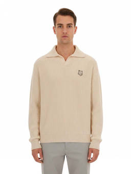 Maison Kitsune - Beige Logo Polo Sweater