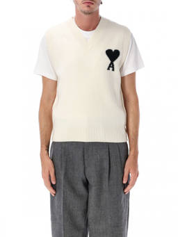 AMI Paris - Off White Sleeveless Sweater
