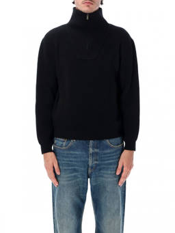 Saint Laurent - Black Knitted Half Zip Sweater