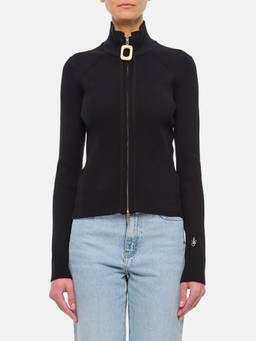JW Anderson - Black Zip-Up Fine-Knit Cardigan (XS)