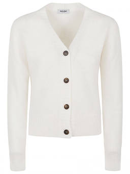 Base - White Wool V-Necked Cardigan (M)