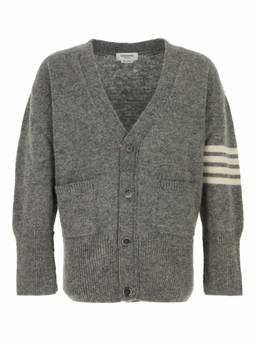 Thom Browne - Grey V Neck Cardigan