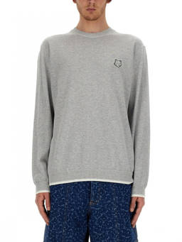 Maison Kitsune - Light Grey Logo Sweater (L)