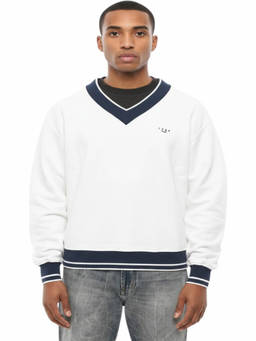 1989 STUDIO - White Logo V Neck Sweater