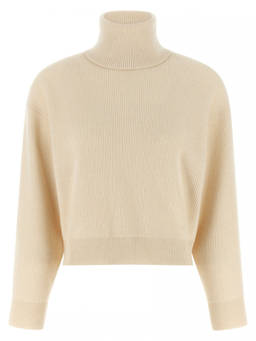 Brunello Cucinelli - White Knitted Turtle Neck Sweater