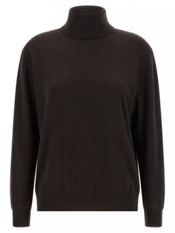 Brunello Cucinelli - Brown Solid Turtle Neck Sweater