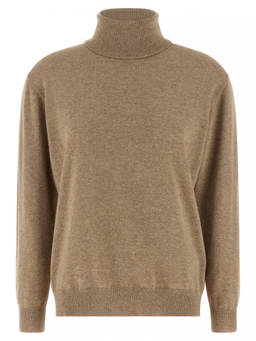 Brunello Cucinelli - Beige Solid Turtle Neck Sweater