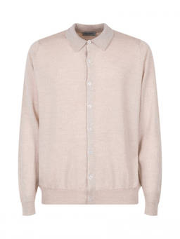 John Smedley - Grey Polo Cardigan Sweater (2XL)