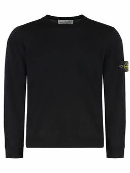 Stone Island - Black Solid Crew Neck Sweater