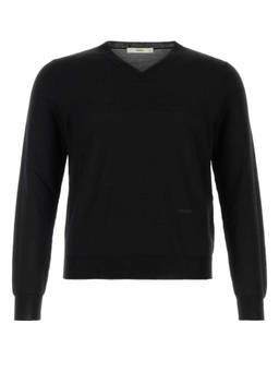 Fendi - Black Slim V Neck Sweater