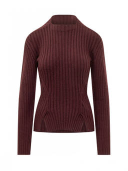 Victoria Beckham - Brown Knitted Mock Collar Sweater