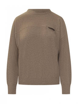 Brunello Cucinelli - Beige Solid Crew Neck Sweater