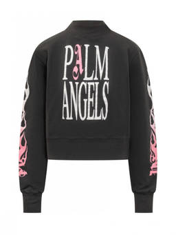 Palm Angels - Black Graphic Mock Collar Sweater