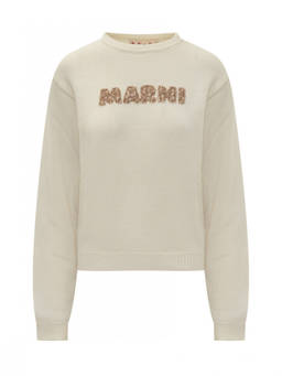 Marni - Off White Logo Crew Neck Sweater
