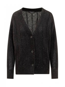 Fabiana Filippi - Black Knitted V Neck Cardigan (XL)