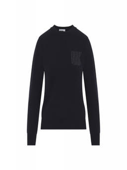 Peserico - Navy Blue Logo Crew Neck Sweater