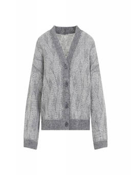 Peserico - Grey Knitted V Neck Cardigan