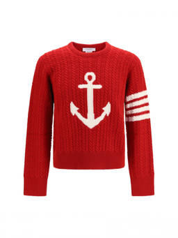 Thom Browne - Red Knitted Crew Neck Sweater