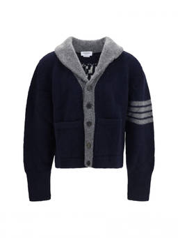 Thom Browne - Dark Navy Shawl Neck Cardigan