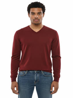 Malo - Red Slim V Neck Sweater