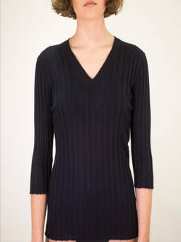 La Rose - Blue V-Neck Sweater Top