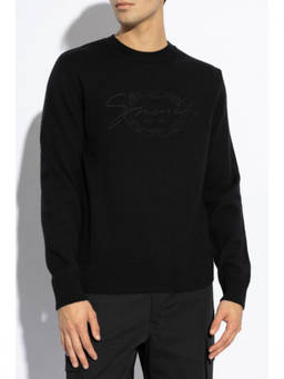 Givenchy - Black Crewneck Logo Embroidered Sweater