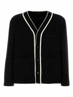 Gucci - Black V-Neck Logo Cardigan