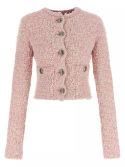 Balenciaga - Light Pink Cropped Tweed Cardigan (M)