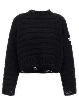 MM6 Maison Margiela - Black Distressed Wool Sweater