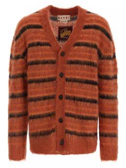 Marni - Orange Brushed Striped Cardigan