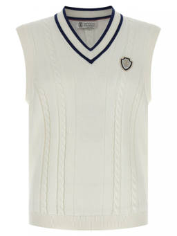 Brunello Cucinelli - White V Neck Sweater (L)