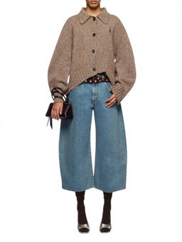 THE ATTICO - Brown Knitted Shirt Collar Sweater