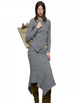 THE ATTICO - Light Grey V Neck Sweater