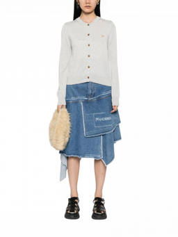 Maison Kitsune - Light Grey Baby Genuine Leather Wool Cardigan