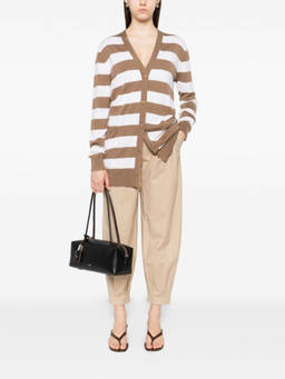 Max Mara - Brown Striped Button-Fastening Cardigan