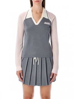 Casablanca - Silver V-Neck Polo Sweater