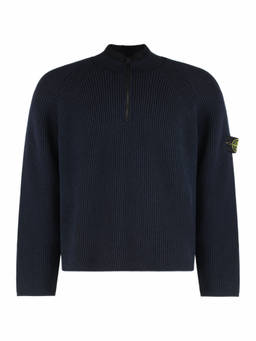 Stone Island - Blue Half-Zip Logo Sweater (2XL)