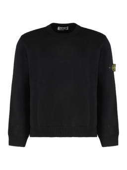 Stone Island - Black Crew Neck Logo Patch Sweater