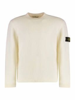 Stone Island - White Sweater With Brushed Texture