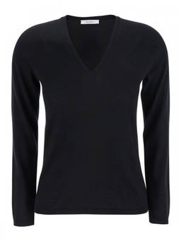 Max Mara - Black Solid V Neck Sweater