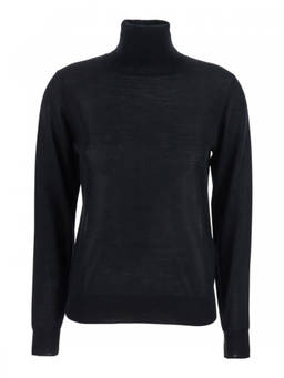 Parosh - Black Solid Turtle Neck Sweater (XS)