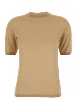 Max Mara - Beige Solid Crew Neck Sweater