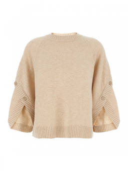 Max Mara - Beige Solid Crew Neck Sweater (S)