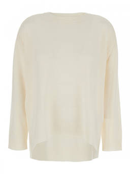 Parosh - White Solid Round Neck Sweater