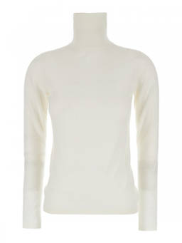 Max Mara - White Solid Turtle Neck Sweater (L)