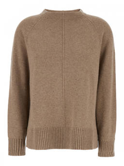 Max Mara - Beige Solid Crew Neck Sweater (L)