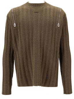 OFF-WHITE - Brown Crew Neck Sweaters (M)