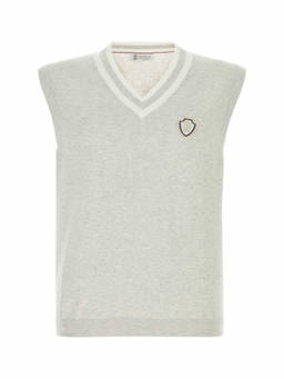 Brunello Cucinelli - Light Grey V Neck Sweater